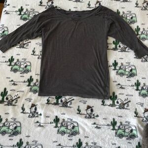 American eagle outfitter grey 3/4 sleeve lace eyelet basic shirt top size XS